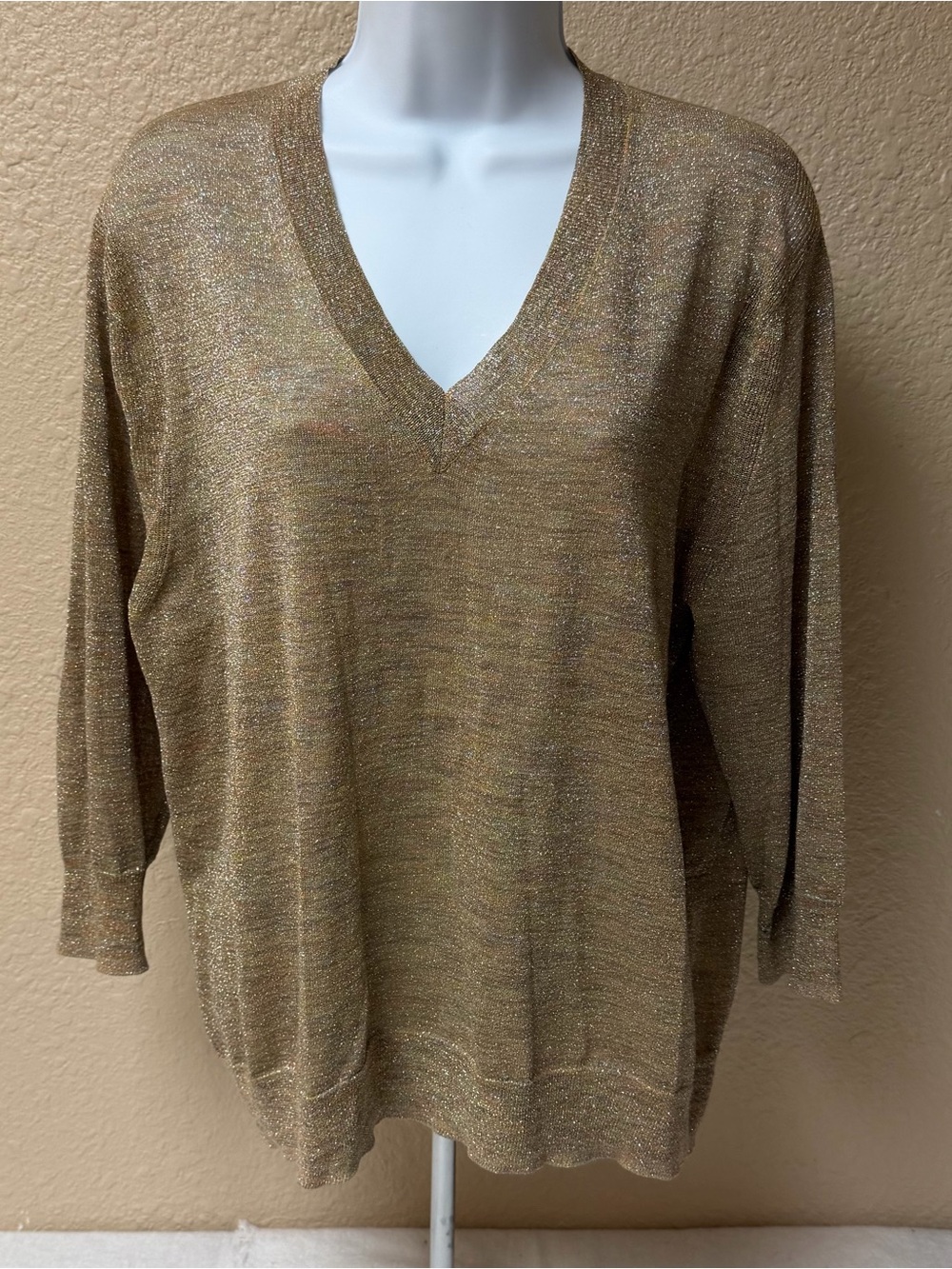 4/$20 J. Crew Metallic Gold V-Neck Women's Sweater